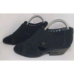 Carlos By Carlos Santana Black Suede Cutout Booties Sz 7.5 Hippie Boho Witchy